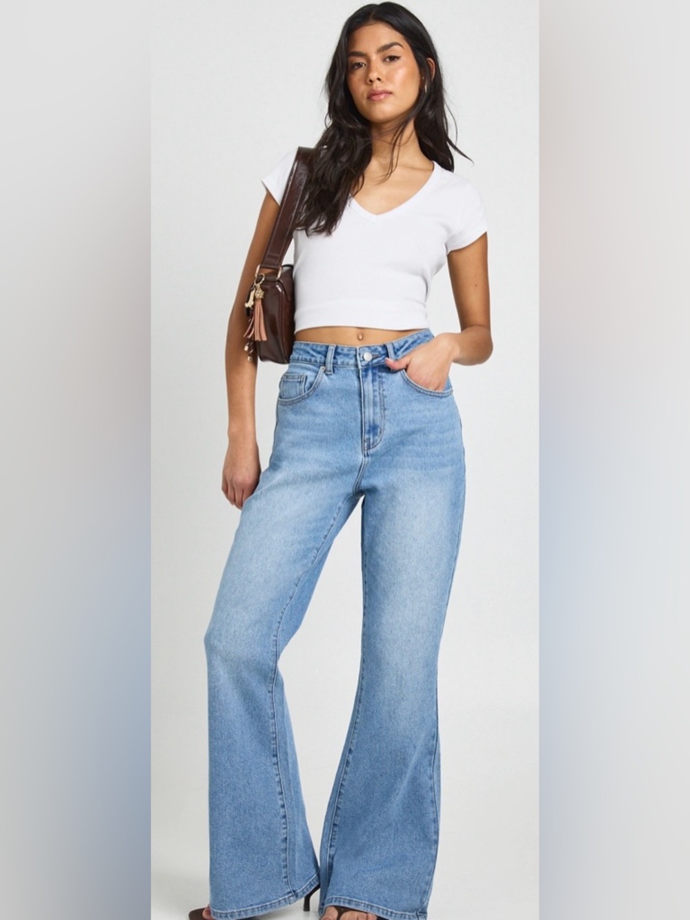 Nasty Gal Blue Flare Jeans - Picture 3 of 7